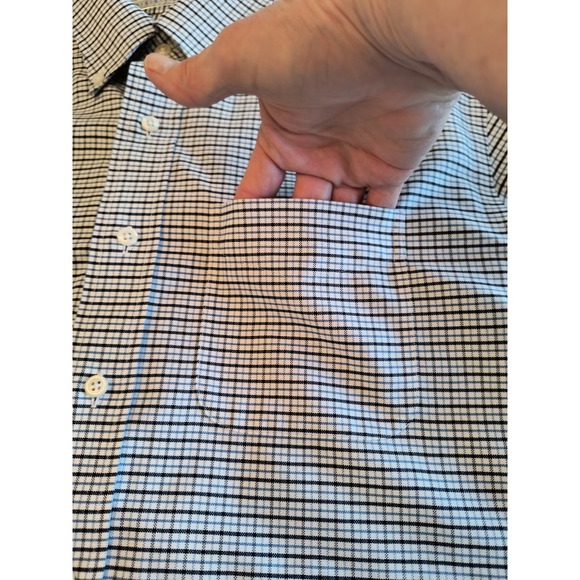 LL Bean Traditional Fit Button Shirt Men's SZ 16 Blue White Check Long Sleeve - Picture 10 of 16